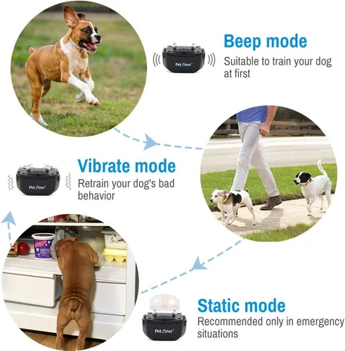 Vista 3 de Petrainer PET998DRB1 Collar de entrenamiento para perros recargable y resistente a la lluvia 330 yd Collar de entrenamiento remoto para perros