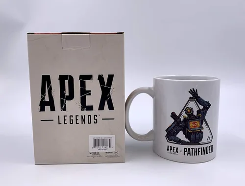 Vista 2 de Surreal APEX legends Pathfinder - Juego de tazas de café de 11 onzas y juego de 4 posavasos
