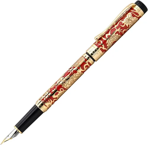 Vista 7 de Ancient Silver Jinhao Dragon - Juego de plumas estilográficas ejecutivas de punta fina, colección de bolígrafos vintage, bolígrafo de negocios
