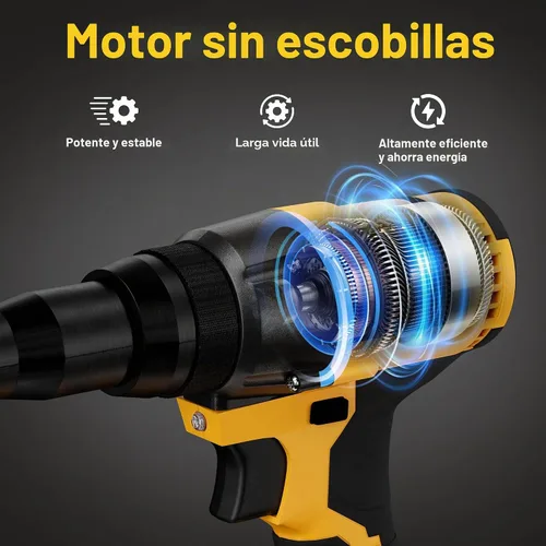 Vista 4 de Kit de herramienta de remache sin cable compatible con batería Dewalt 20V (solo herramienta), pistola de remache sin cable sin escobillas con 3