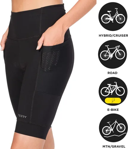 Vista 5 de Terry Pantalones cortos de ciclismo acolchados para mujer, pantalones cortos de ciclismo para mujer, pantalones cortos de compresión de cintura