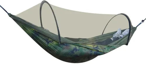 Vista 7 de Hamaca automática de mosquitera de apertura rápida, hamaca de poste de campamento al aire libre, mecedora de nailon antivuelco, 102.4 x 55.1 in