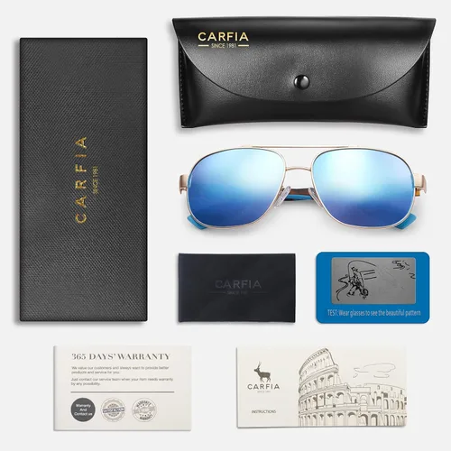 Vista 7 de CARFIA Gafas de sol clásicas para hombre de metal polarizadas protección UV CA5377