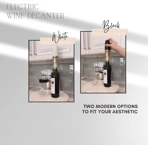 Vista 6 de Sip & Shimmer Aireador de vino eléctrico, aireador moderno, dispensador de vino eléctrico, vertedor de vino negro y dorado, bomba de vino