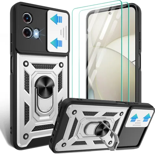 Vista 43 de Gritup Funda para Moto G Stylus 5G-2021 con cubierta deslizante para cámara 1 paquete de protectores de pantalla HD Soporte de metal giratorio