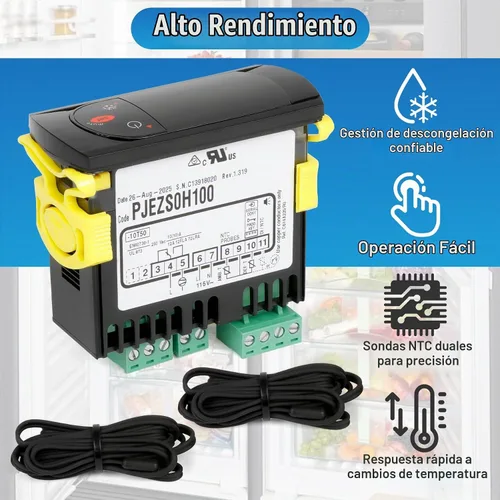 Vista 3 de Controlador de temperatura digital con sonda de sensor, OE: PJEZS0H100 Para refrigeradores/congeladores, termostato digital con sonda de sensor