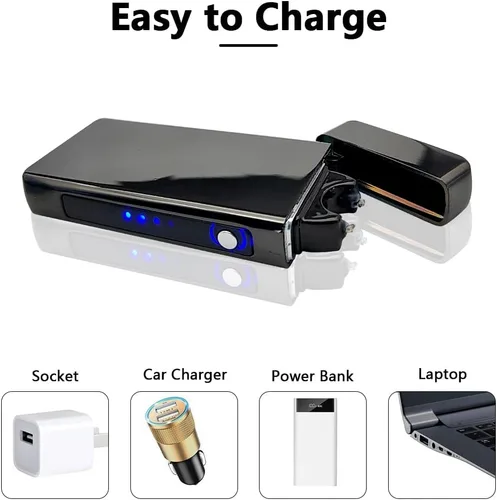 Vista 3 de Encendedor electrónico a prueba de viento con carga USB, ideal para velas, campamento y actividades al aire libre, encendedor de plasma fresco