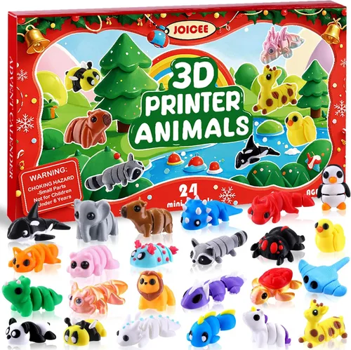 Vista 8 de JOICEE Calendario de Adviento de Navidad 2026 con mini juguetes de animales Rojo