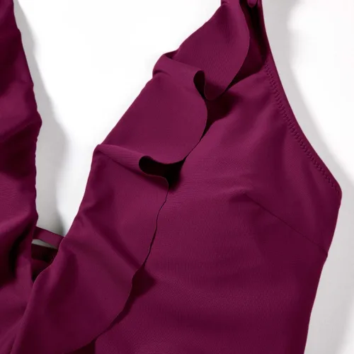 Vista 25 de SUUKSESS Traje de baño sexy de una pieza con volantes y control de abdomen para mujer