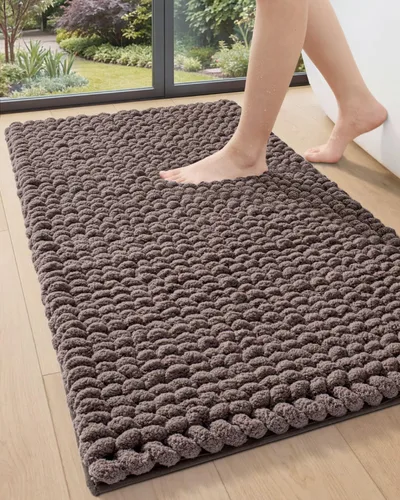 Vista 11 de DEXI Alfombrillas de baño para el baño 16x24, alfombra de baño antideslizante lavable, alfombrilla de baño de chenilla gruesa y suave absorbente