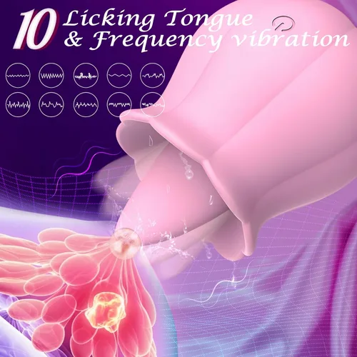 Vista 2 de Juguetes Sexuales Vibrador Dildo Rosa, Juguete para Adultos con 10 Velocidades de Vibración para Mujeres Clítoris Pezón, Juguete Sexual de Lengua