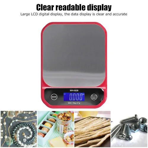 Vista 9 de Balanza digital de alimentos WH-B28 báscula de cocina para cocinar hornear, báscula electrónica de alta precisión con pantalla LCD 22.0 lbs/0.04 oz