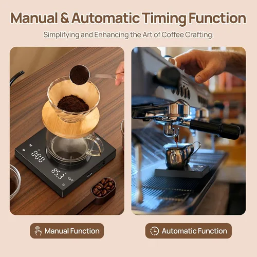 Vista 5 de Meilen Mini báscula de café espresso con temporizador, precisión de 0.00 oz, recargable por USB, 6 unidades de peso, báscula digital de 4.4 lbs