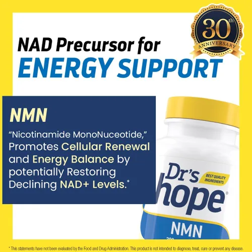Vista 3 de Dr's Hope NMN Supplement- 300 mg 60 cápsulas vegetales NAD+ Booster y apoya el envejecimiento activo y la salud vascular 30 porciones 2