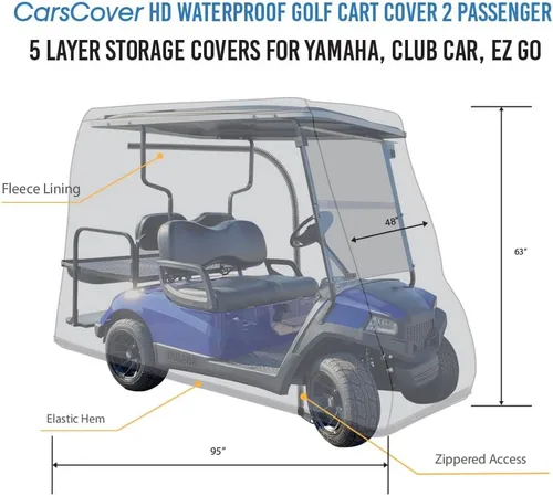 Vista 7 de CarsCover HD - impermeable, cubierta para carro de golf UTV para Yamaha, Club Car, EZ Go