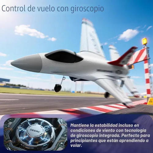 Vista 5 de DEERC F16 Thunderbirds RC Plane,3CH Remote Control Airplane Fighter Toys