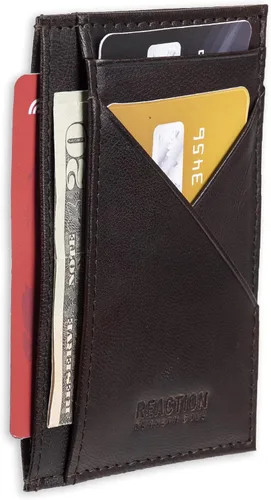 Vista 4 de Kenneth Cole REACTION - Cartera RFID para hombre, capacidad extra, marrón, talla única, Marrón