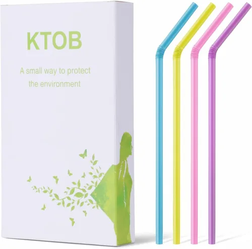 Vista 8 de KTOB Pajitas flexibles biodegradables, 200 unidades, 100% a base de plantas, compostables, coloridas, ecológicas, alternativas a las pajitas