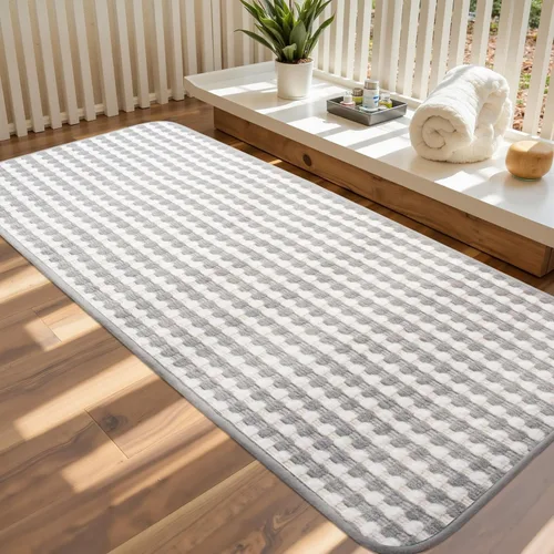 Vista 24 de Tapetes de baño antideslizantes delgados para debajo de la puerta, tapetes de baño de secado rápido absorbentes con respaldo de goma trenzado