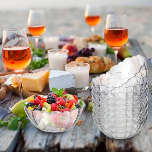 Vista 6 de Tanlade Paquete de 36 cuencos de plástico transparente para fiestas, cuencos de mezcla de ensaladas de acrílico, cuencos de 10 onzas para fiestas