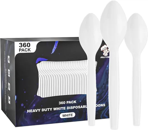 Vista 11 de JOLLY CHEF Juego de 300 cubiertos de plástico transparente, 100 tenedores, 100 cucharas, 100 cuchillos, juego de cubiertos de plástico desechables