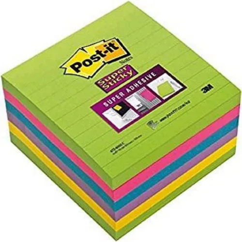 Vista 5 de Post-it Notas grandes superadhesivas, forradas, 1 bloc, 3.976 in x 3.976 in, 70 hojas – Notas extra adhesivas para paredes, monitores y nevera