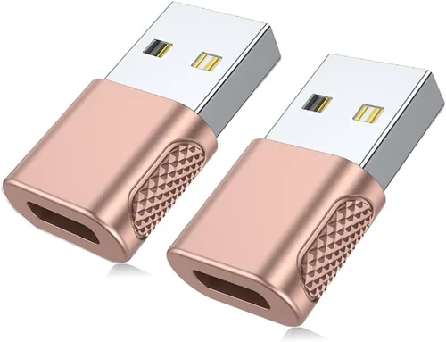 Vista 8 de Adaptador USB-C hembra a USB-A macho (paquete de 2), carga rápida de 18 W, transferencia de datos de 480 Mbps, soporte de audio y CarPlay
