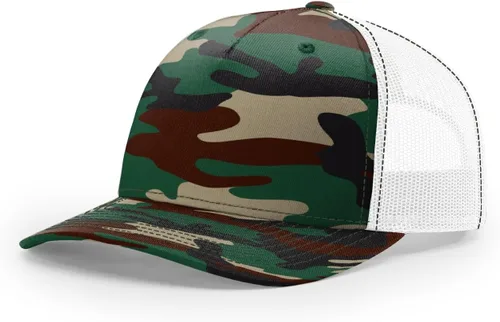 Vista 22 de Richardson 112 - Gorra de camionero de 5 paneles de alta calidad, ajustable, gorra Richardson en blanco estructurada Bark Duck Camo / Marrón