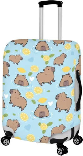 Vista 2 de COEQINE Funda para equipaje de viaje, protector de maleta, funda de equipaje lavable, tamaño S-XL (18-32 pulgadas), Blue Capy Bara Swim, L