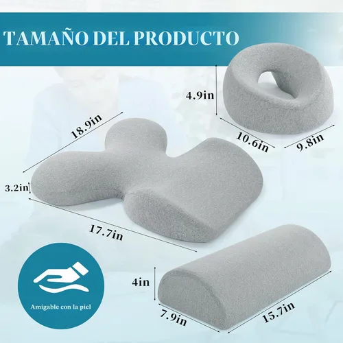 Vista 2 de BALAPET Juego de almohada de masaje y almohada de pecho, reposacabezas de masaje transpirable para cama con soporte de espuma viscoelástica, cojín