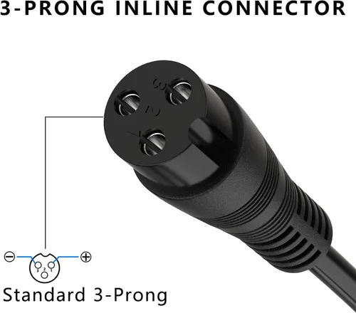 Vista 2 de Cargador de 24 V compatible con Razor E300, E200, E100, PR200, MX350, Dirt Quad, Pocket Mod, conector - Cable de alimentación de 3 clavijas