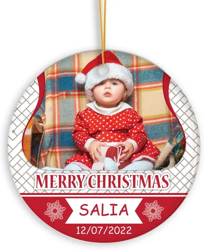 Vista 8 de Adorno personalizado de aniversario de boda, foto personalizada con nombre y fecha, adorno de aniversario de boda Navidad 2023, regalos de Navidad