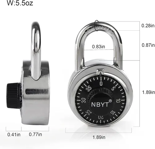 Vista 2 de Candados de combinación con llave - Cerraduras de esfera para la escuela, gimnasio, caja de herramientas, empleados y estuche, casilleros de trabajo