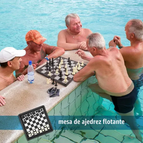 Vista 5 de Liliful Tablero flotante de múltiples juegos, reversible, plegable, tablero de ajedrez Tic Tac Toe portátil, juego de ajedrez y damas de backgammon