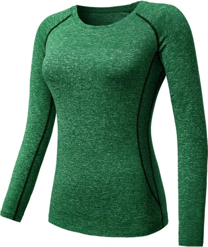 Vista 32 de CADMUS Paquete de 1 o 3 camisetas de entrenamiento de manga larga para mujer, camiseta de compresión de ajuste seco para correr
