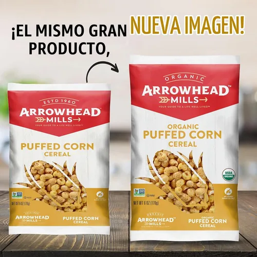 Vista 3 de Arrowhead Mills Cereal de maíz orgánico inflado, 6 oz