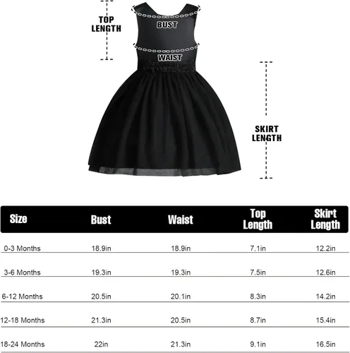 Vista 6 de OPAWO Vestido negro para niña pequeña, dama de honor, 3D, tul de encaje, vestido de princesa de satén, vestido de fiesta, concurso, funerario