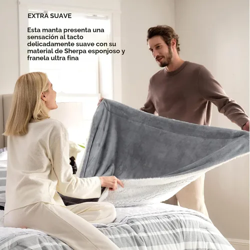Vista 4 de Bedsure GentleSoft - Manta de forro polar Sherpa para sofá, manta de Navidad gruesa y cálida para invierno, manta de felpa suave y esponjosa como