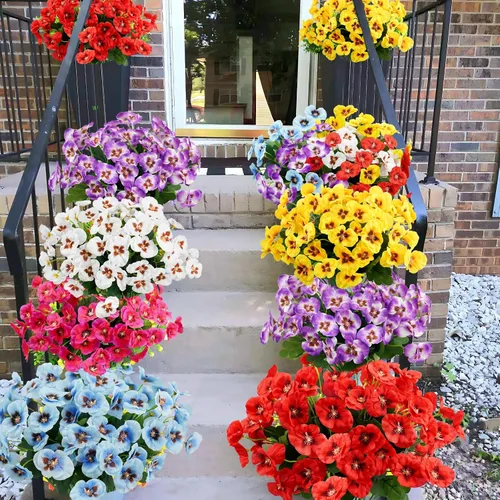 Vista 8 de Agusbagli 6 paquetes de flores artificiales, 11.7 pulgadas para exteriores, resistentes a los rayos UV, margaritas de flores silvestres pequeñas,