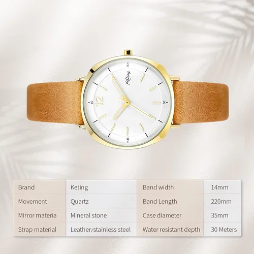 Vista 5 de Reloj de pulsera para mujer con correa de piel fácil lectura