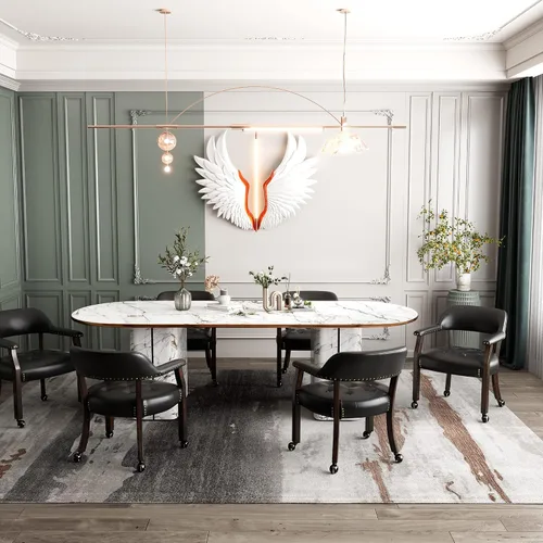 Vista 50 de Juego de 2 sillas de comedor con ruedas, poliuretano gris antiguo Gris (Antique Grey)