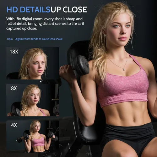 Vista 4 de Cámara digital 5K, cámara de doble pantalla con zoom digital de 18X, cámara compacta de vlogging para adolescentes, paquete de regalo