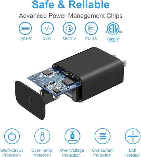 Vista 5 de Cargador de carga rápida para iPhone 17, 16, 15, paquete de 3 cargadores USB C, cable Lightning de 6 pies y cable USB C tipo C para iPhone 17/17