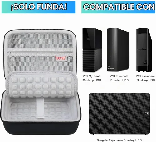 Vista 2 de BOVKE - Funda para disco duro externo Western Digital Elements/My Book Negro