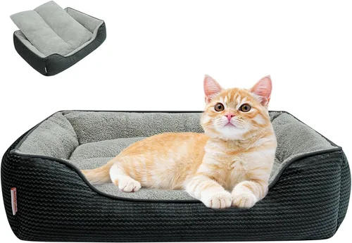 Vista 15 de Miguel Cama lavable para perros y gatos con cojín extraíble para perros medianos y pequeños, sofá cama para mascotas fácil de lavar con cojín Negro