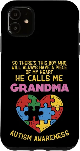 Vista 8 de Grandma Autism Awareness Austistic Boy Piece My Heart Case for iPhone 17