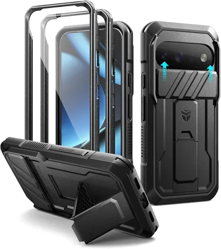 Vista 13 de Dexnor Funda para Google Pixel 9 Pro XL con cubierta deslizante para cámara y protector de pantalla integrado y soporte de alta resistencia, funda