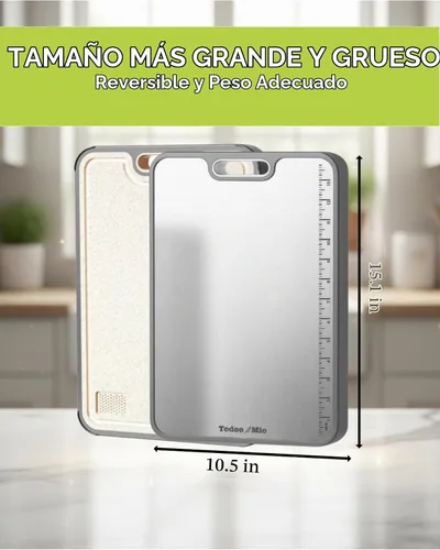 Vista 4 de Tabla de cortar de titanio para cocina: regla de medición integrada, tabla de cortar de metal grande de doble cara, tabla de cortar apta