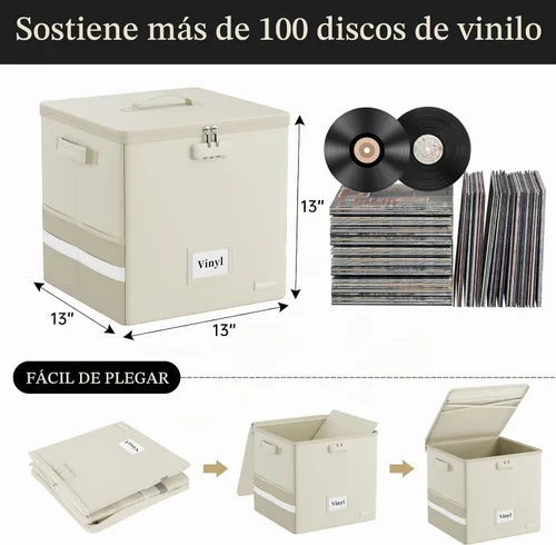 Vista 9 de DocSafe Fireproof Vinyl Record Storage Box with Lock, Beige, 13"x13"x13