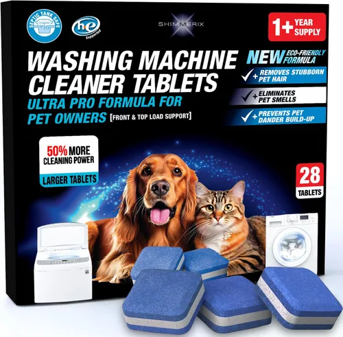 Vista 11 de Tabletas limpiadoras de lavadora para dueños de mascotas - Limpieza profunda de lavadora de carga frontal y superior - Seguro para tanque séptico